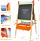 MEEDEN Easel for Kids, Double-Sided All-in-one Wooden Art Easel, Kids Art Easel Set with Paper Rolls, Magnetic Easel with Whiteboard &#x26; Chalkboard, Finger Paints, Accessories Easel for Toddlers